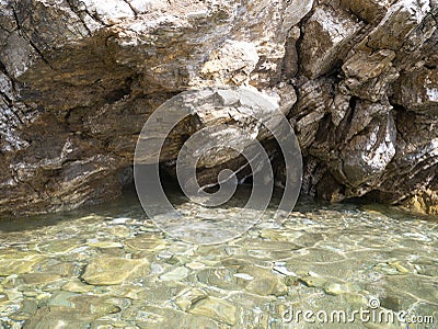 Water and beautiful sea view underwater, sea urchins. Natural living. Pelion peninsula. Pagasetic gulf. Platanias village. Greece. Stock Photo