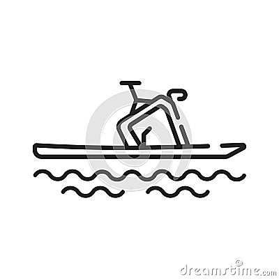 Water bike black line icon on white background. Extreme sport. Pictogram for web page, mobile app, promo. UI UX GUI design element Vector Illustration