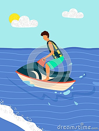 Water bike Summer Sport Recreations. Vector Beach Vector Illustration