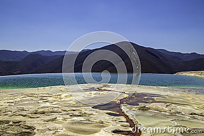 Hierve el Agua is the name of a `petrified waterfall` in the province of Oaxaca, Mexico Stock Photo