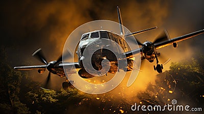 Water bomber in action over forest. Created with Generative AI Stock Photo