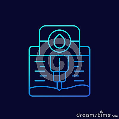 water borehole, well drilling line icon, vector Vector Illustration