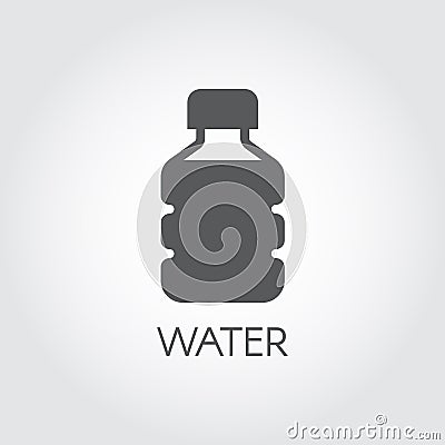 Water bottle glyph icon. Black flat drink emblem or button for grocery stores, menu, price list and other. Vector Vector Illustration