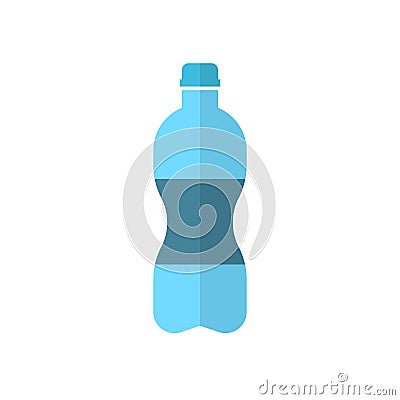 Water bottle icon in flat style. Plastic soda bottle vector illustration on white isolated background. Liquid water business Vector Illustration