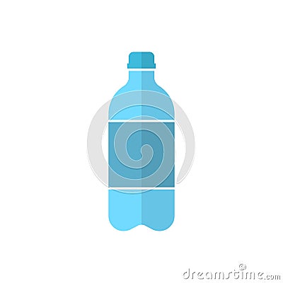 Water bottle icon in flat style. Plastic soda bottle vector illustration on white isolated background. Liquid water business Vector Illustration