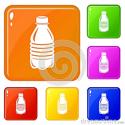 Water bottle icons set vector color Vector Illustration