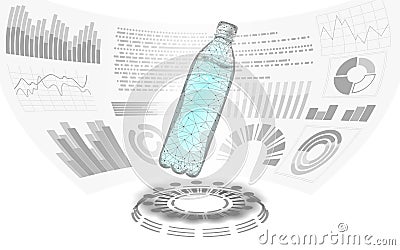 Water bottle quality test science engineering concept. Lab control research analysis data indicator graph. HUD chemistry Vector Illustration