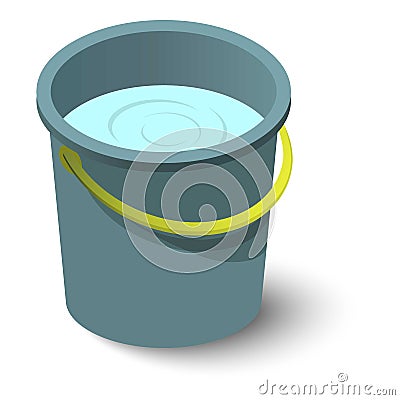 Water bucket icon, isometric style Vector Illustration