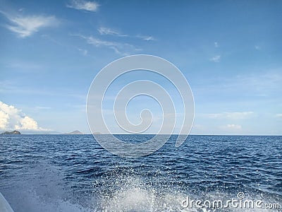 Water burst in the middle of sea Stock Photo