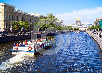 Water canals of St. Petersburg in a sunny day Editorial Stock Photo