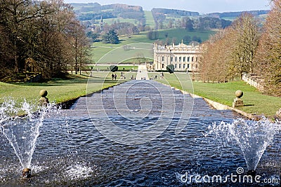 Water Cascade at Chatsworth House Editorial Stock Photo