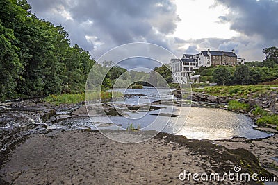 Water cascades in the town Ennistymon Stock Photo