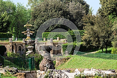 Water chanel from fontain Giglio in Villa Doria Pamphili at Via Aurelia Antica Stock Photo