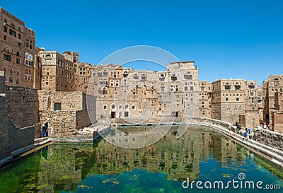 Water cistern at Hababah traditional village, Yemen Stock Photo