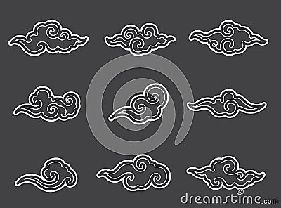 Cloud oriental icon set. Asian art. Japan. China. Thai. - Vector. Vector Illustration