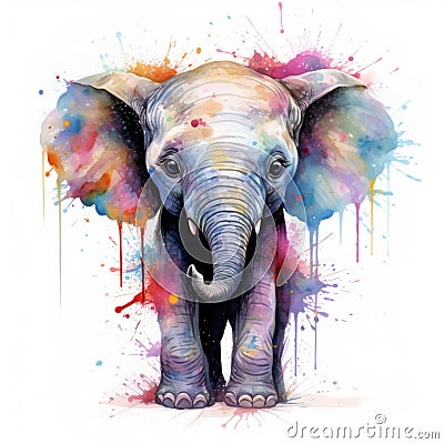 Water color baby elephant Stock Photo