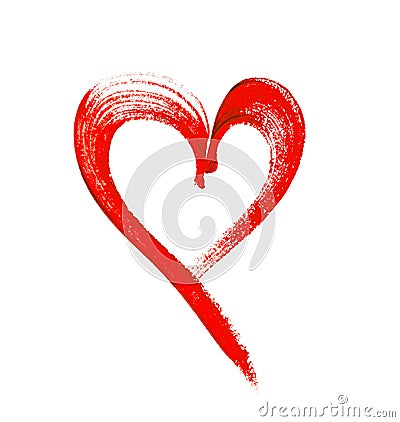 Water color painted red heart on white background Stock Photo