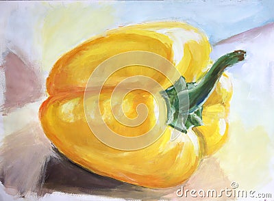 Water color painting: yellow paprika Stock Photo