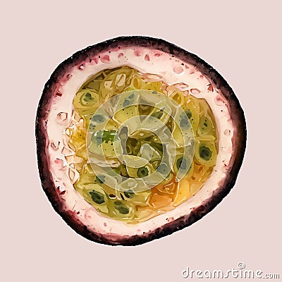 Water color vector passion fruit illustration Vector Illustration