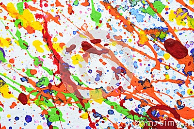 close up water colour splash on white paper, colourful art design Stock Photo