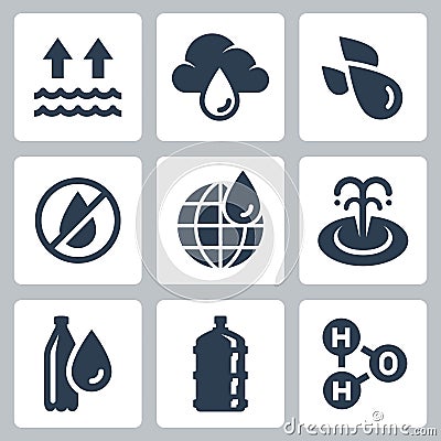 Water Consumption and Ecology Related Vector Icon Set Vector Illustration