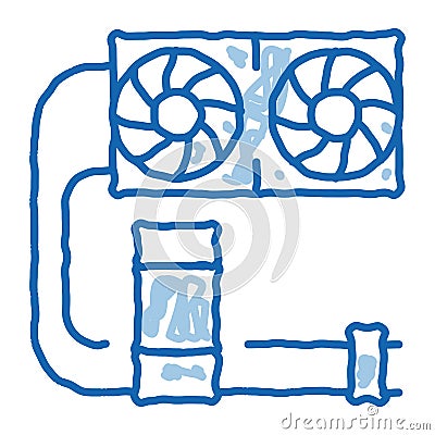 water cooler computer part doodle icon hand drawn illustration Vector Illustration