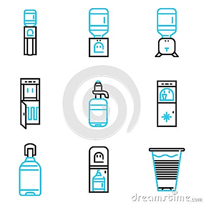 Water coolers simple line icons Stock Photo