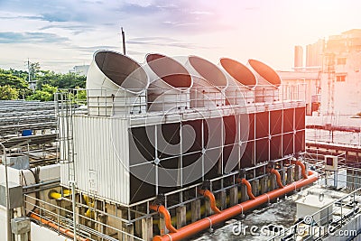 Water cooling tower air chiller HVAC Stock Photo