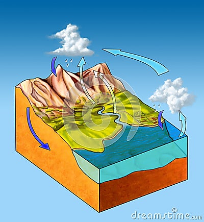 Water cycle Cartoon Illustration