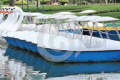 Water cycle boat in Suanluang RAMA IX Public Park Stock Photo