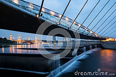 Water dam with bridge up above Editorial Stock Photo