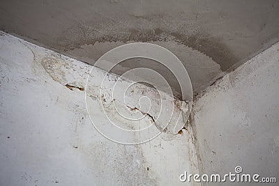 water damaged ceiling and wall Stock Photo