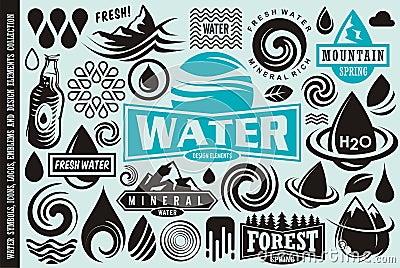 Water design elements collection. Vector Illustration