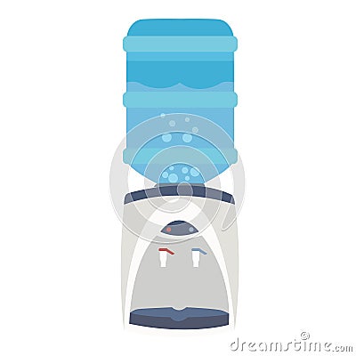 Water dispenser cooler bottle purifier flat blue faucet equipment Vector Illustration