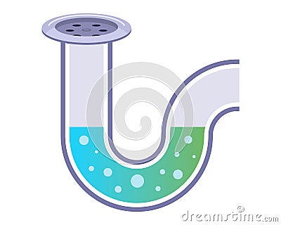 water drain to bathroom. sewer pipe. Vector Illustration