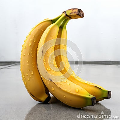 Water-drenched Bananas: A Photorealist Absurdist Installation Stock Photo