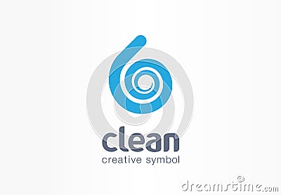 Water drop, aqua creative symbol concept. Clean wave, fresh drink, blue eco product abstract business logo. Spiral Vector Illustration