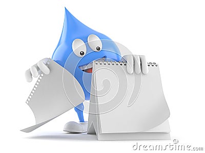 Water drop character with blank calendar Stock Photo