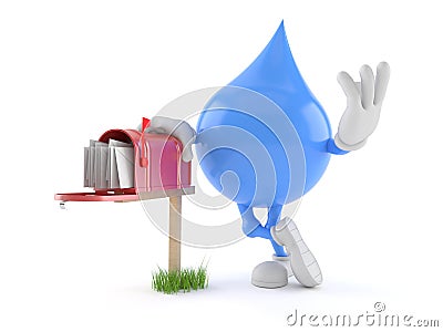 Water drop character with mailbox Stock Photo