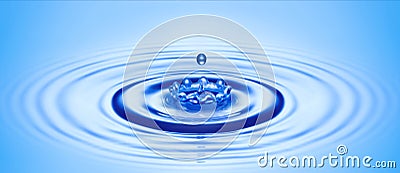 Water drop created ripple and splash Stock Photo