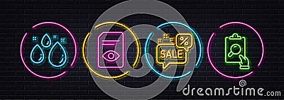 Water drop, Discounts bubble and View document minimal line icons. For web application, printing Vector Vector Illustration