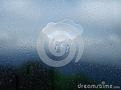 Water Drop Forming a Cloud Rain Stock Photo