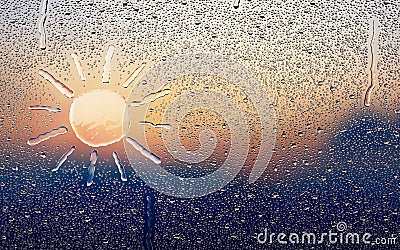Water Drop Forming a Sun Stock Photo