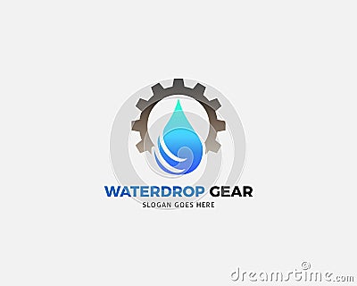 Water drop gear logo concept design Vector Illustration