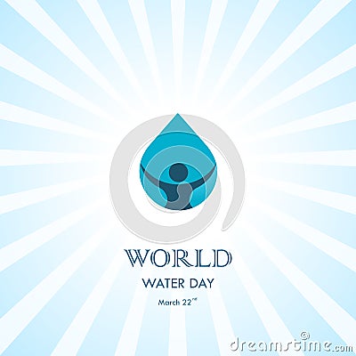 Water drop with human icon vector logo design template.World Water Day icon.World Water Day idea campaign for greeting card and p Vector Illustration