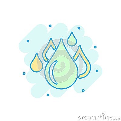 Water drop icon in comic style. Raindrop vector cartoon illustration pictogram. Droplet water blob business concept splash effect Vector Illustration