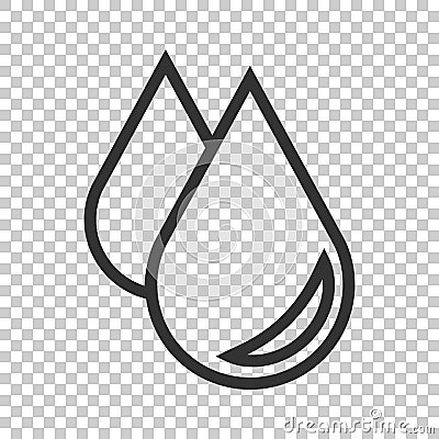 Water drop icon in flat style. Raindrop vector illustration on i Vector Illustration