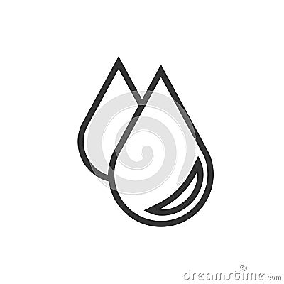 Water drop icon in flat style. Raindrop vector illustration on w Vector Illustration