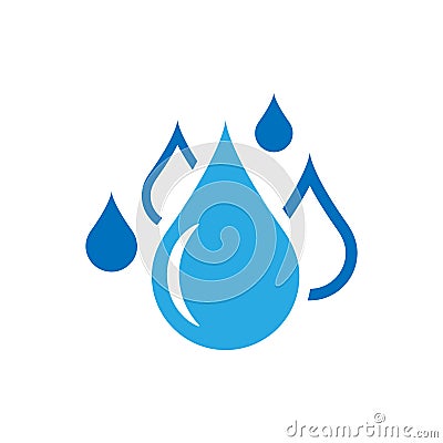 Water drop icon in flat style. Raindrop vector illustration on w Vector Illustration