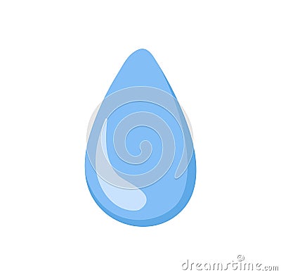 Water drop icon. Rain droplet, raindrop. Aqua blob, cold blue liquid falling down. Aquatic fluid, waterdrop leaking Vector Illustration